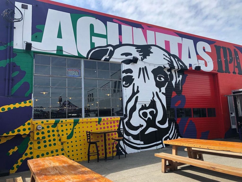 Lagunitas Brewing Company Seattle TapRoom Outdoor shot of dog mural