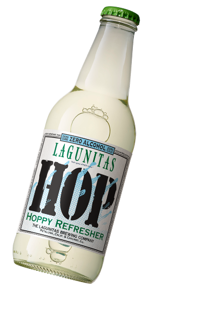 Lagunitas Brewing Company non-alcohol sparkling Hoppy Refresher 12oz bottle sideways