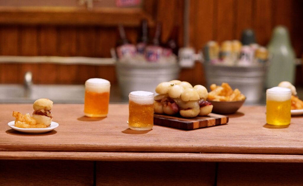 tiny pork sliders paired with tiny beers